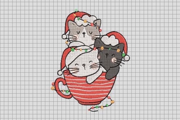 Review: Christmas Cat in Red Cup Embroidery File
