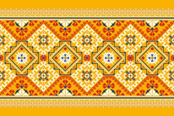 Reviewing Floral Knitted Embroidery.Pixel Art